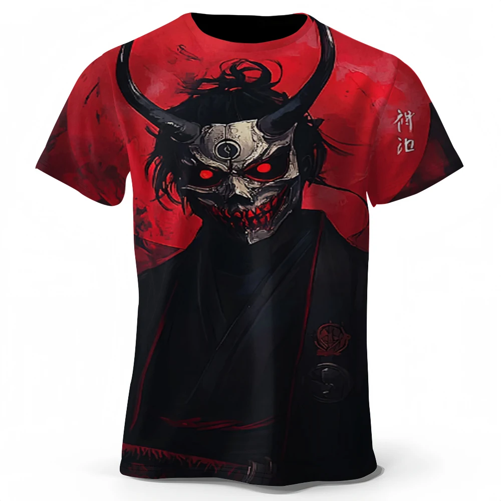 

Летняя мужская футболка с коротким рукавом Red Battle Horns 2025, дышащая, удобная, унисекс, подходит для повседневного ношения