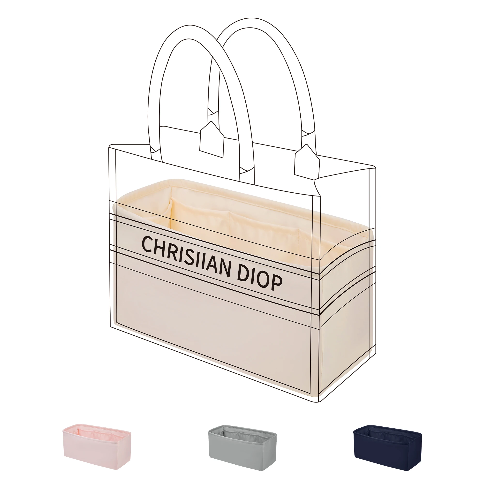 

DGAZ Silk Purse Organizer Insert For Dior Book Tote mini/S/M/L，Silky Smooth Bag Organizer，Luxury Handbag & Tote Shaper