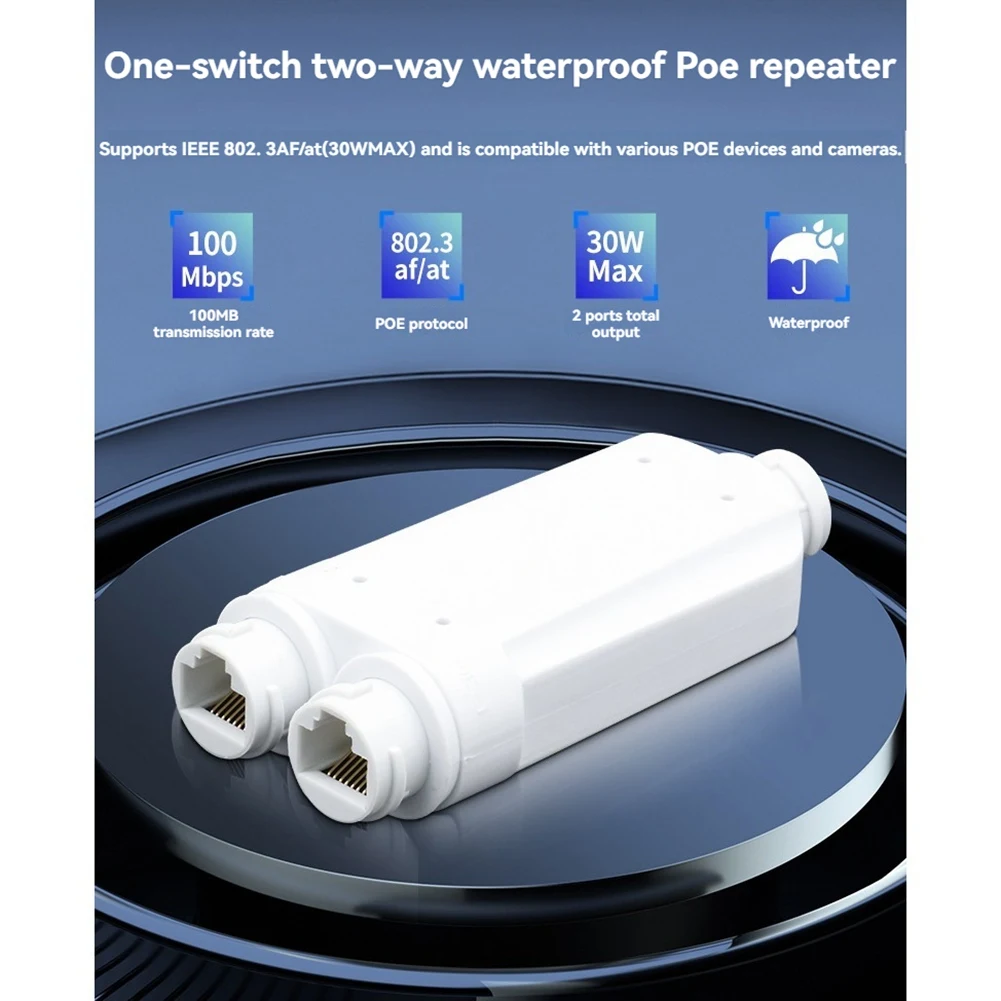 [NEW SALE]Waterproof POE Repeater Extender IP66 10/100Mbps 500m Extension 48V Outdoor for POE Switch Camera