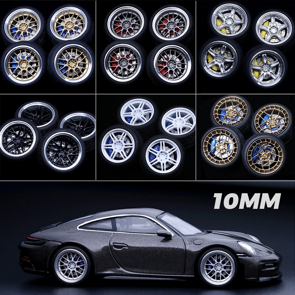 

SpeedCG 1/64 ABS Wheels with Rubber Tires 10mm Diameter-Compatible with Hot Wheels Tomica Diecast Model Car Modification Parts