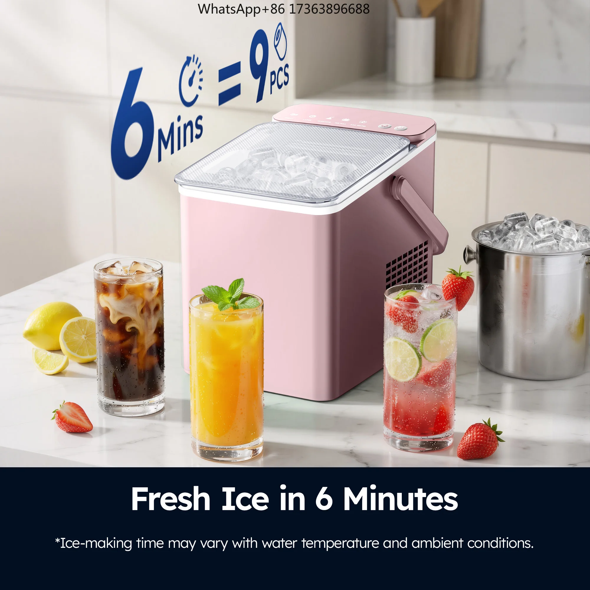 ETL CE 12kg/Day Bullet Shape Ice Cube Making Machine Silent Automatic Portable Home Ice Maker Machine for Kitchen Office Bar
