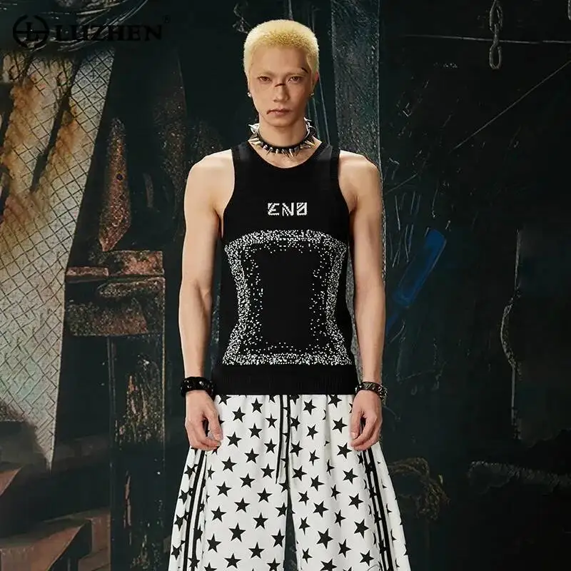 

LUZHEN 2026 Summer New Textured Jacquard Pattern Design Sleeveless T-shirts Men Trendy Handsome Original Street Vest Tops JY6628