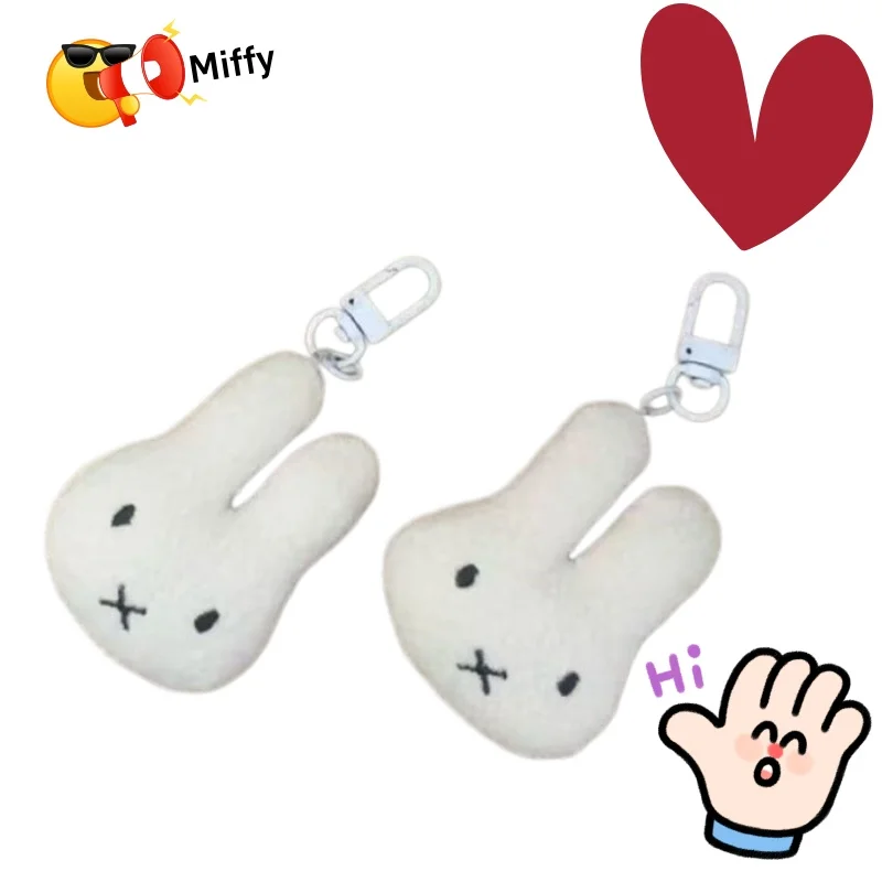 Porte-clés en peluche lapin Miffy mignon, breloque de sac, jouet poupée de dessin animé, cadeau