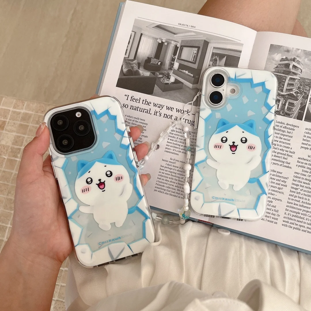 

Luxury Japanese anime C-Chiikawa Hachiware Pendant lovely Phone Case For iPhone 16 Pro Max 15 14 Plus 13 12 Shockproof Cover ﻿﻿﻿