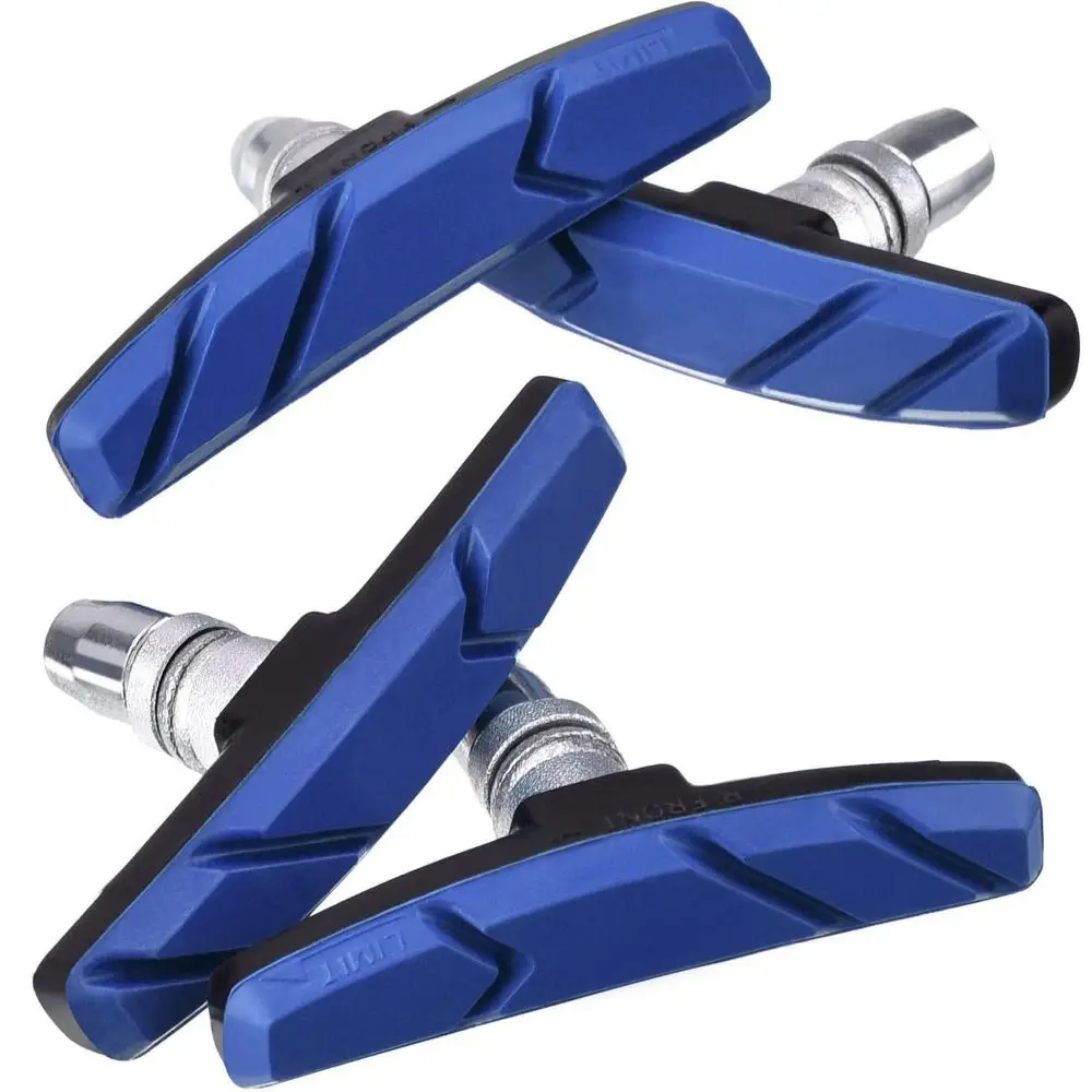 1Pair Rubber+Metal Bicycle Silent Brake Pads 3Colors Long-lasting Rubber Brake Pad Durable Bicycle V Braking Pads