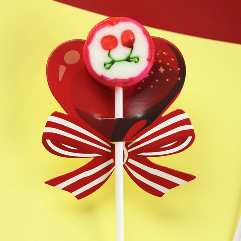 Heart Design Lollipop Paper Cards Adorable Candy Wrapping Supplies Party Lollipops Theme Celebration Sweets Gift Packaging