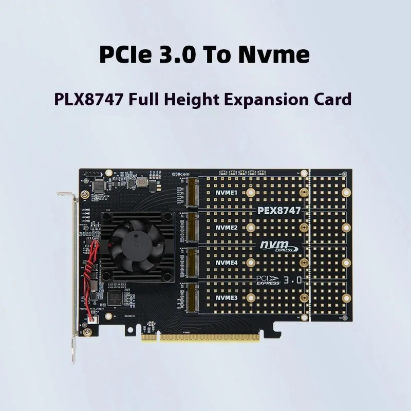 Split-free plx8747,For Flying Bull, four-disc M.2 plx8747 silent, full-height/half-height pcie expansion card