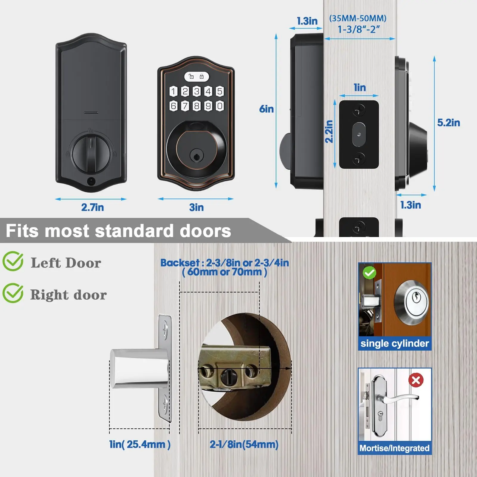 Cerraduras de puerta con huella dactilar, cerraduras de puerta de entrada sin llave, teclado electrónico, cerraduras inteligentes biométricas,