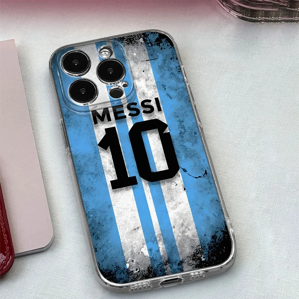 Coque de téléphone en TPU transparente Messi 10 pour Redmi Note 11 12 13 14 Pro Plus 12 13 13C 4G 5G, anti-chute, antichoc, en silicone souple, avec protection d'objectif