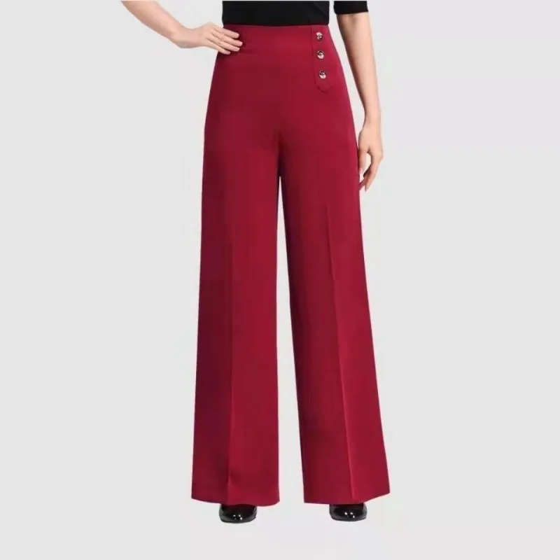 Spring and Autumn Women's Button Solid Dance Modern High Waist Latin National Standard Practice Fashion Casual Elegant Pants