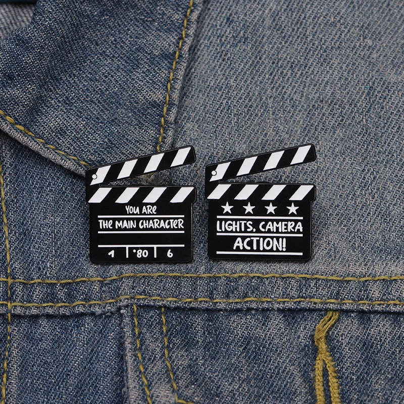 Creative Video Scene Clapper Board Enamel Pins You Are The Main Character Metal Brooches Lapel Badge Jewelry Gifts For Friends