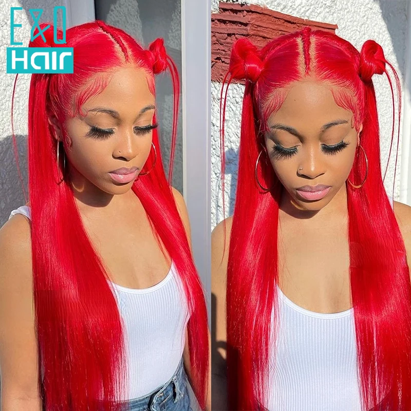 99j Red Burgundy Colored Straight 13x4 Transparent Lace Front Human Hair Wig With Baby Hair Brazilian Frontal Wigs For Woman