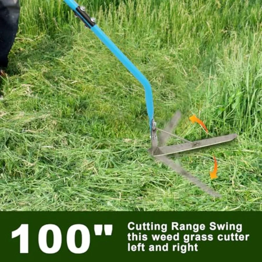 Cortador de ervas daninhas manual com lâmina de aço inoxidável 304 de dois gumes para capina de jardim eficiente alça ergonômica de borracha macia de 41 polegadas