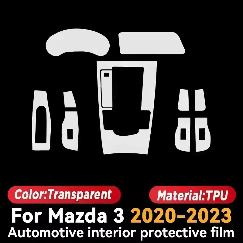 For MAZDA 3 2019-2023 Car Interior Center Console GearBox Panel Navigation Transparent TPU Protective Film Anti-scratc