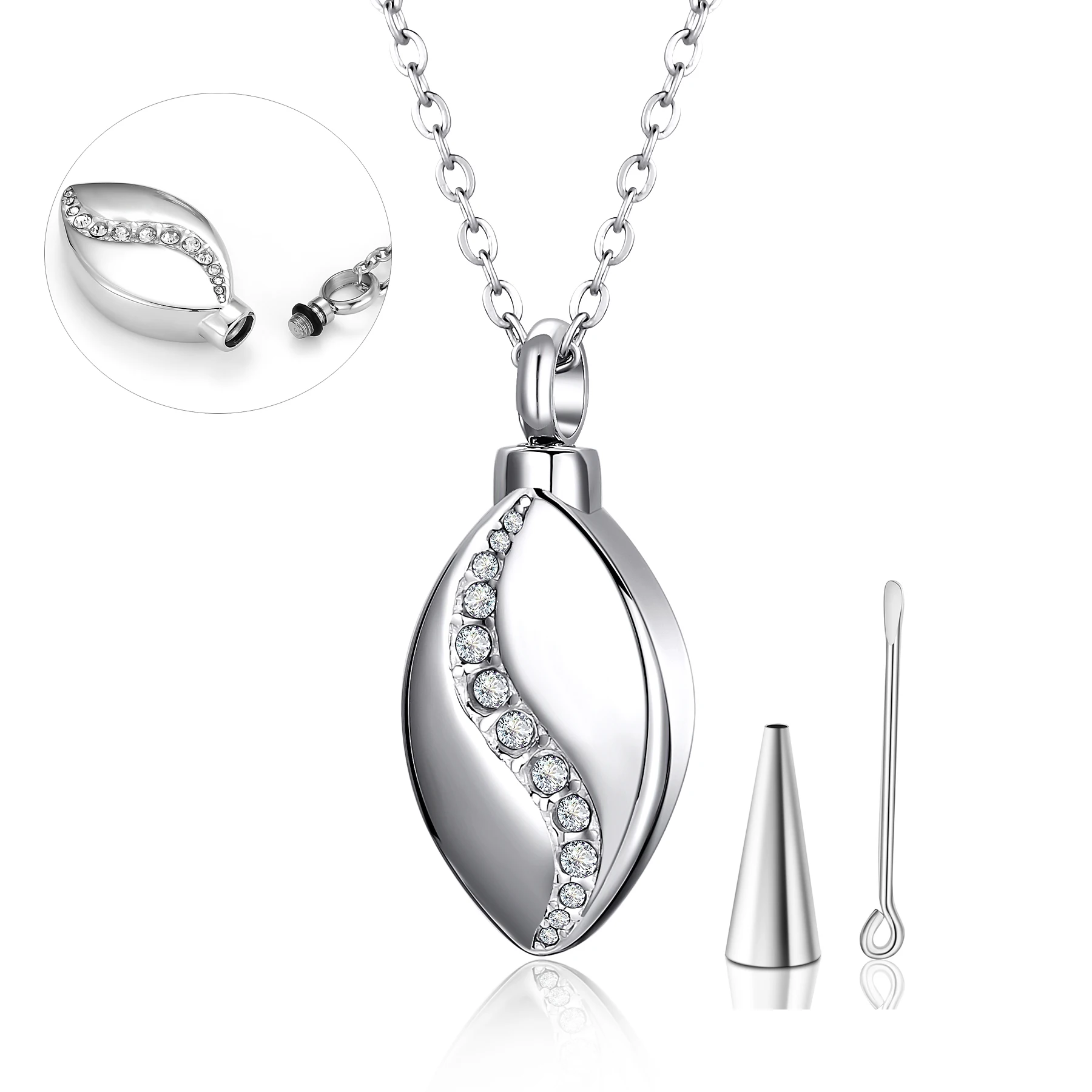 Dropshipping Trendy Stainless Steel Tear Drop Pet Urn Ashes  Necklace Pendant Memorial Ash Keepsake Cremation Jewelry