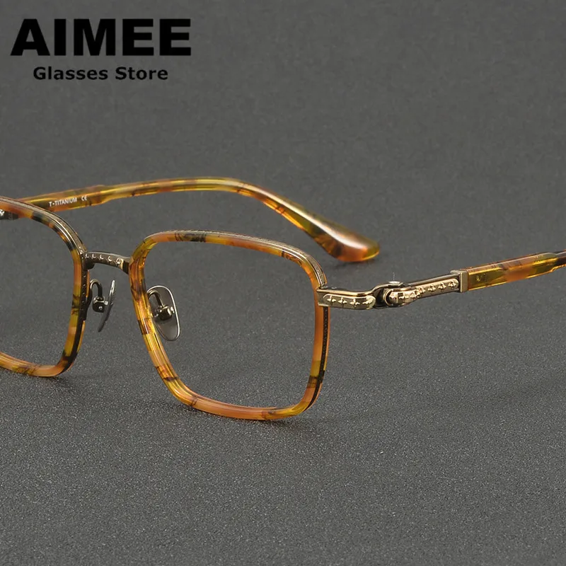 Brand Designer Pure Titanium Glasses Frame Men Women Square Ultralight Popular Eyeglasses High Quality Big Size Spectacles Frame