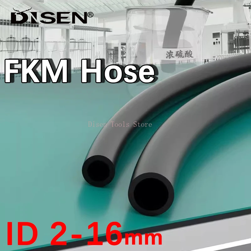 Black Fluorine Rubber Hose FKM Pipe Diesel Oil Hose Higth Temperature Resistance Fluororubber Tubing ID 2-16mm