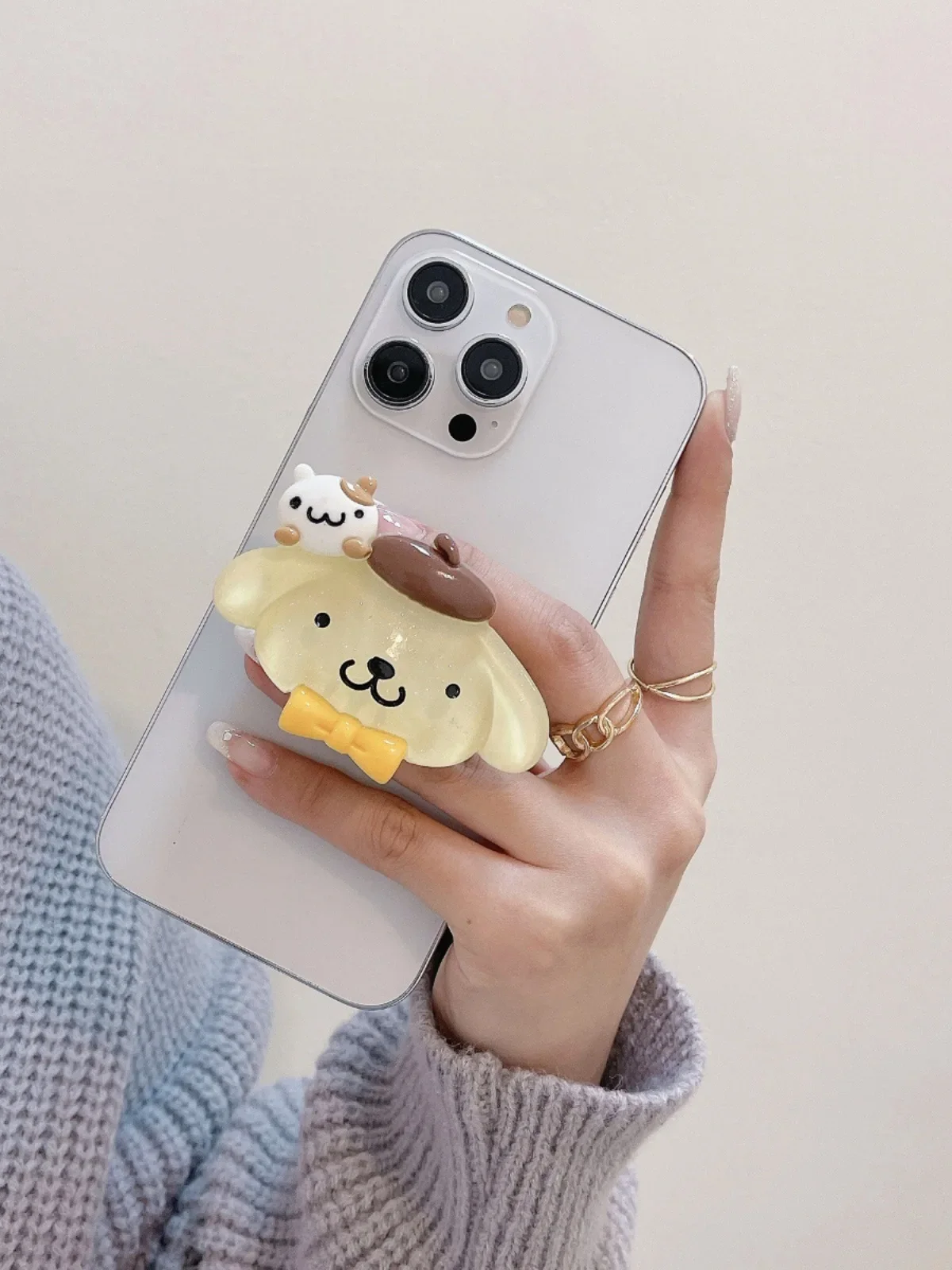 Luminous Sanrio Kuromi Cinnamoroll 3D Mobile Phone Bracket Toys My Melody Retractable Folding Cell Phone Holder Desktop Gifts