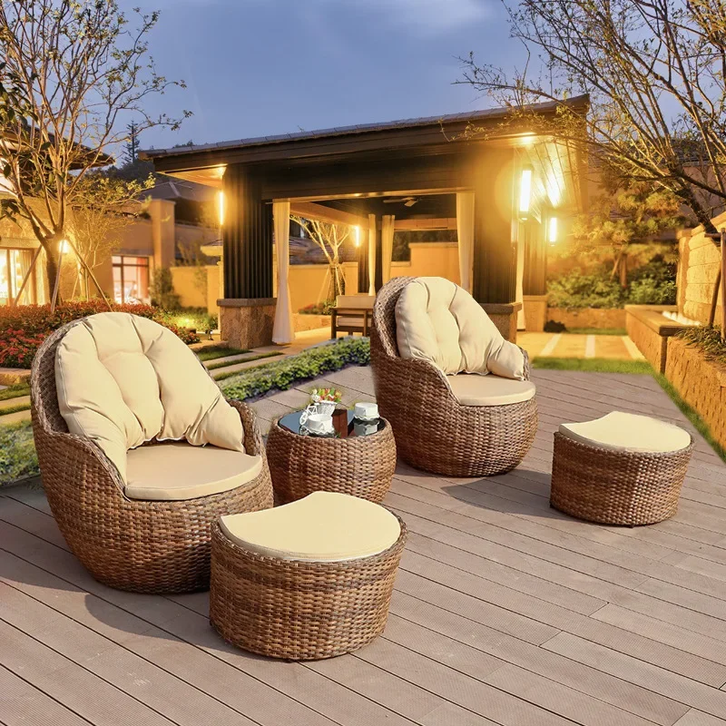 

Outdoor rattan chair three-piece outdoor leisure outdoor furniture courtyard balcony table and chair set