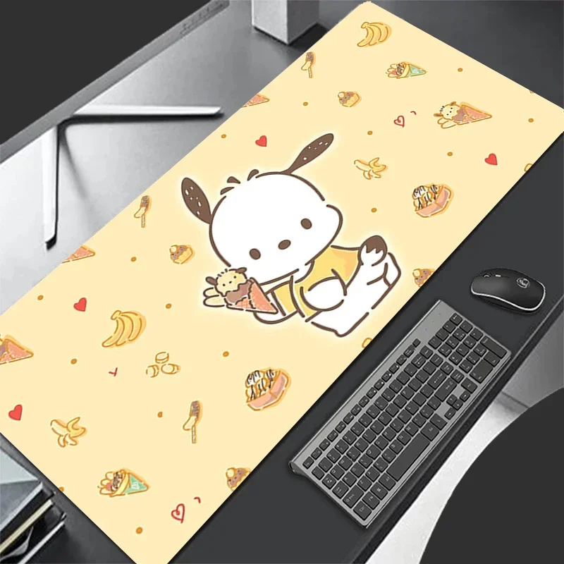 

Кожаный коврик для мыши Sanrio в подарок с героями мультфильмов, большой скоростной мини-ПК, коврики для клавиатуры компьютера, коврик для стола с принтом Pochacco, скатерть большого размера