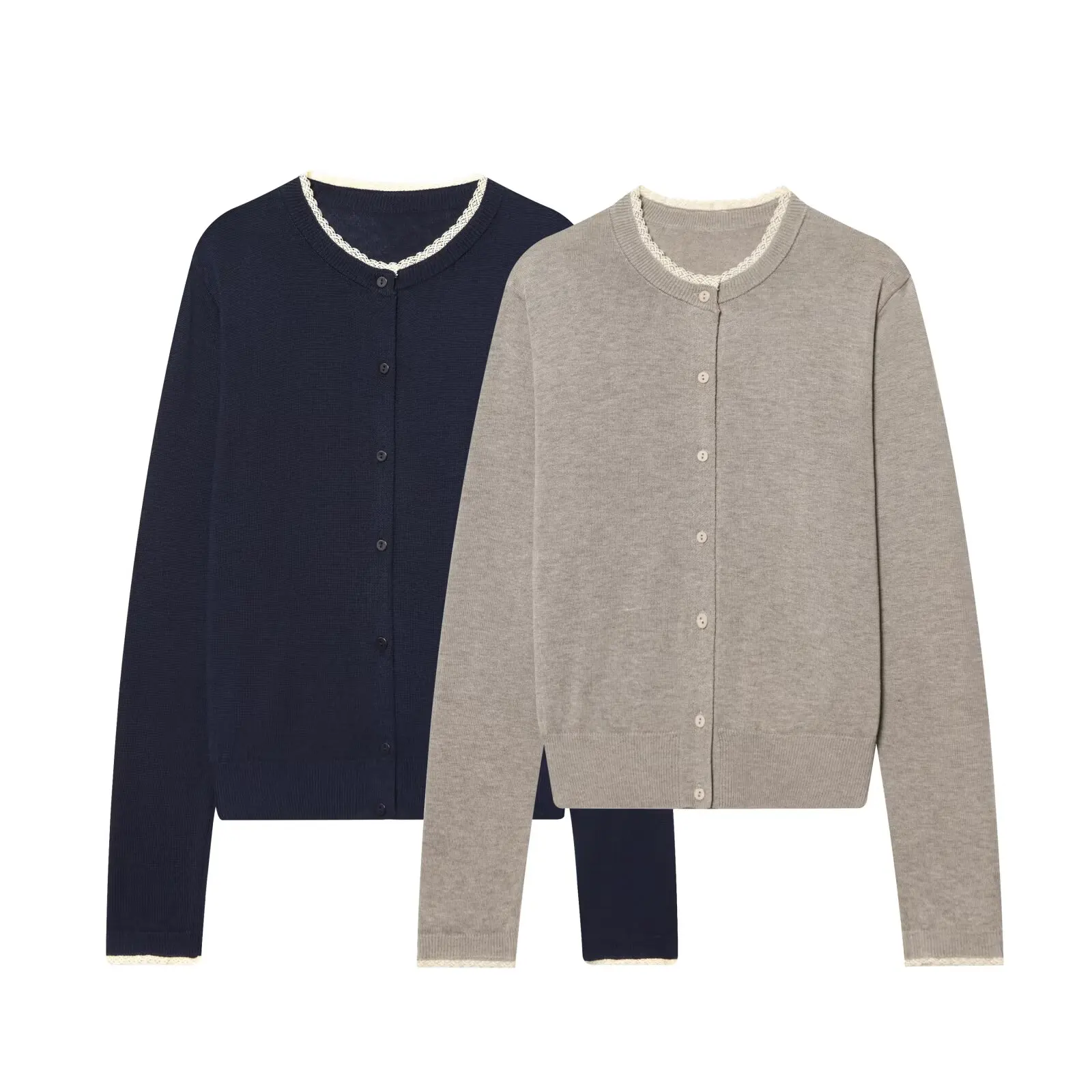 

WOMAN 2026 Summer New Fashionable Casual Lace Decorative Layer Knitted Shirt Retro Versatile Unique Women's cardigan Mujer