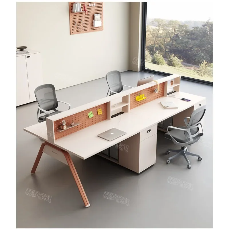 Desk staff simple modern creative hole board station table card seat combination office table 46 people