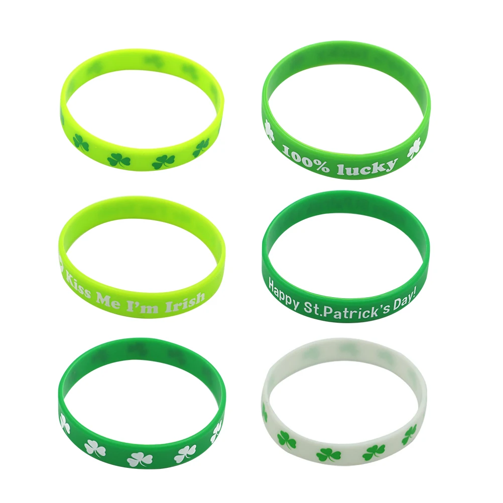 

36 Pcs Shamrock Wristband Green Bracelet Saint Patricks Day Party Favors Clover Child