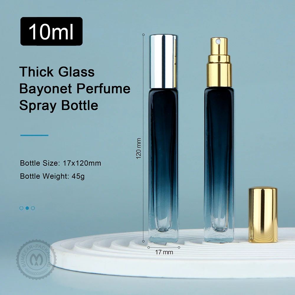 10/20/30Pcs 10ml Thich Glass Perfume Bottle High Quality Square Refillable Perfume Spray Bottles Gradient Blue Man Parfum Bottle