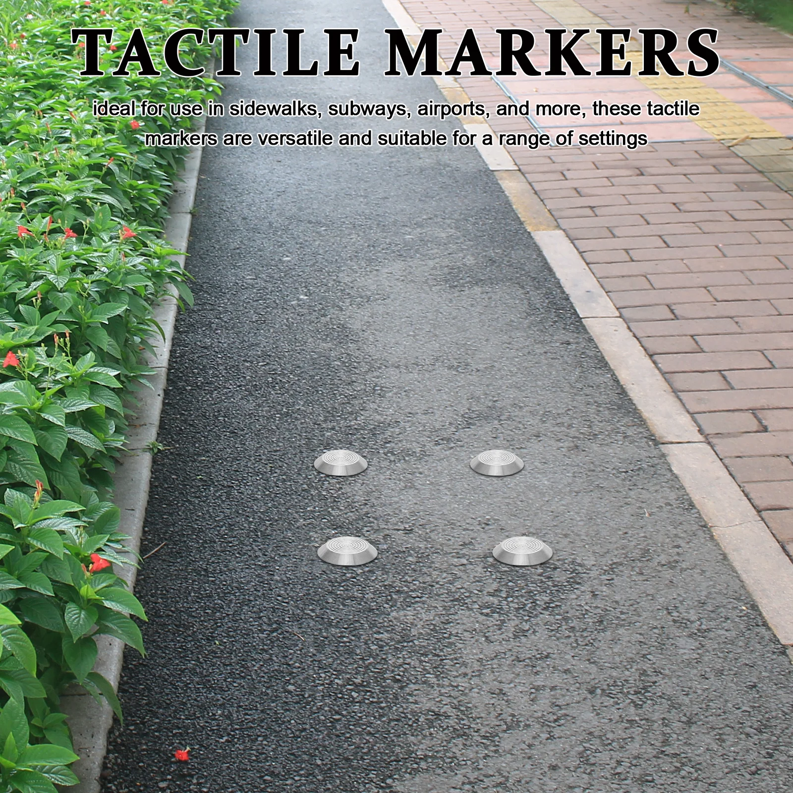 

10pcs Blind Road Paving Studs Stainless Steel Tactile Warning Indicators For Sidewalks Subways Airports Visually Impaired Safety