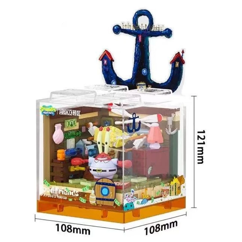 

SpongeBob SquarePants Genuine Original Box Assembly Building Block Toy Model Figure Anime Character Scenes Game Children's Gift