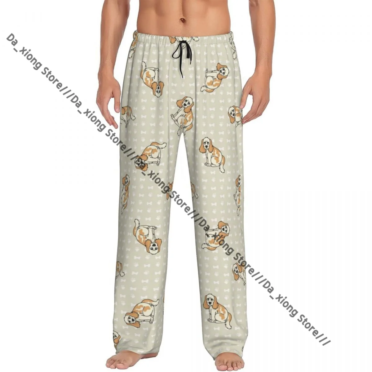 

Men's Sleepwear Loose Sleep Pants Pajamas Cute Cocker Spaniel Puppy Breed Dog Pattern Long Lounge Bottoms Casual Homewear