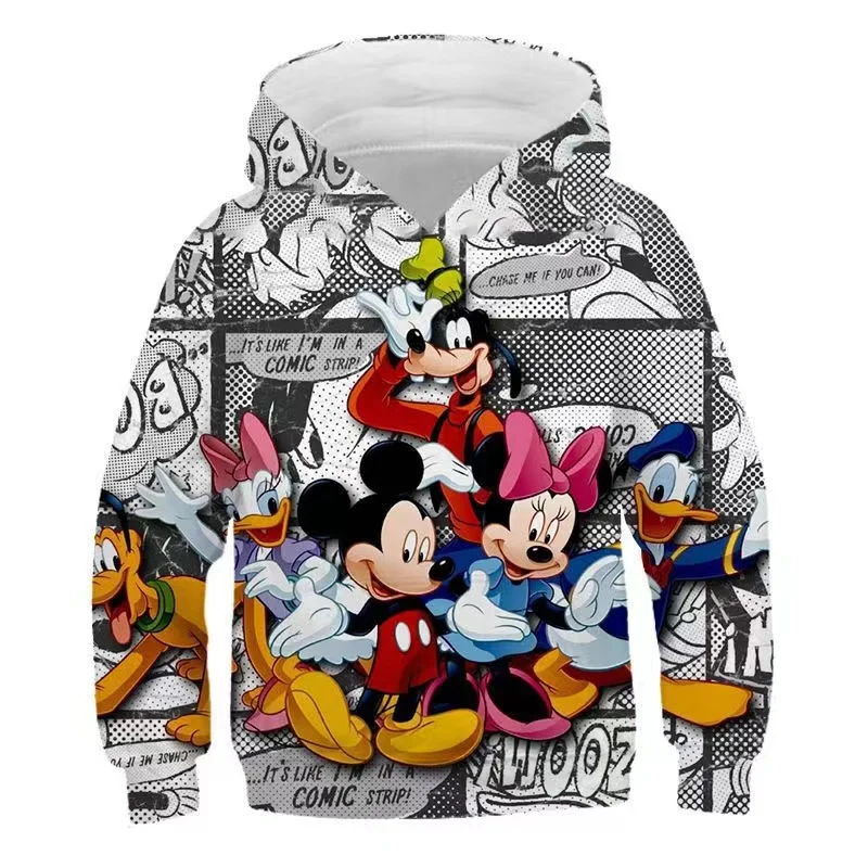 Men's And Women's Iong-sleeved Hooded Sweatshirts 2024 Spring And Autumn Children's Casual Tops Cartoon Mickey And Minnie Print