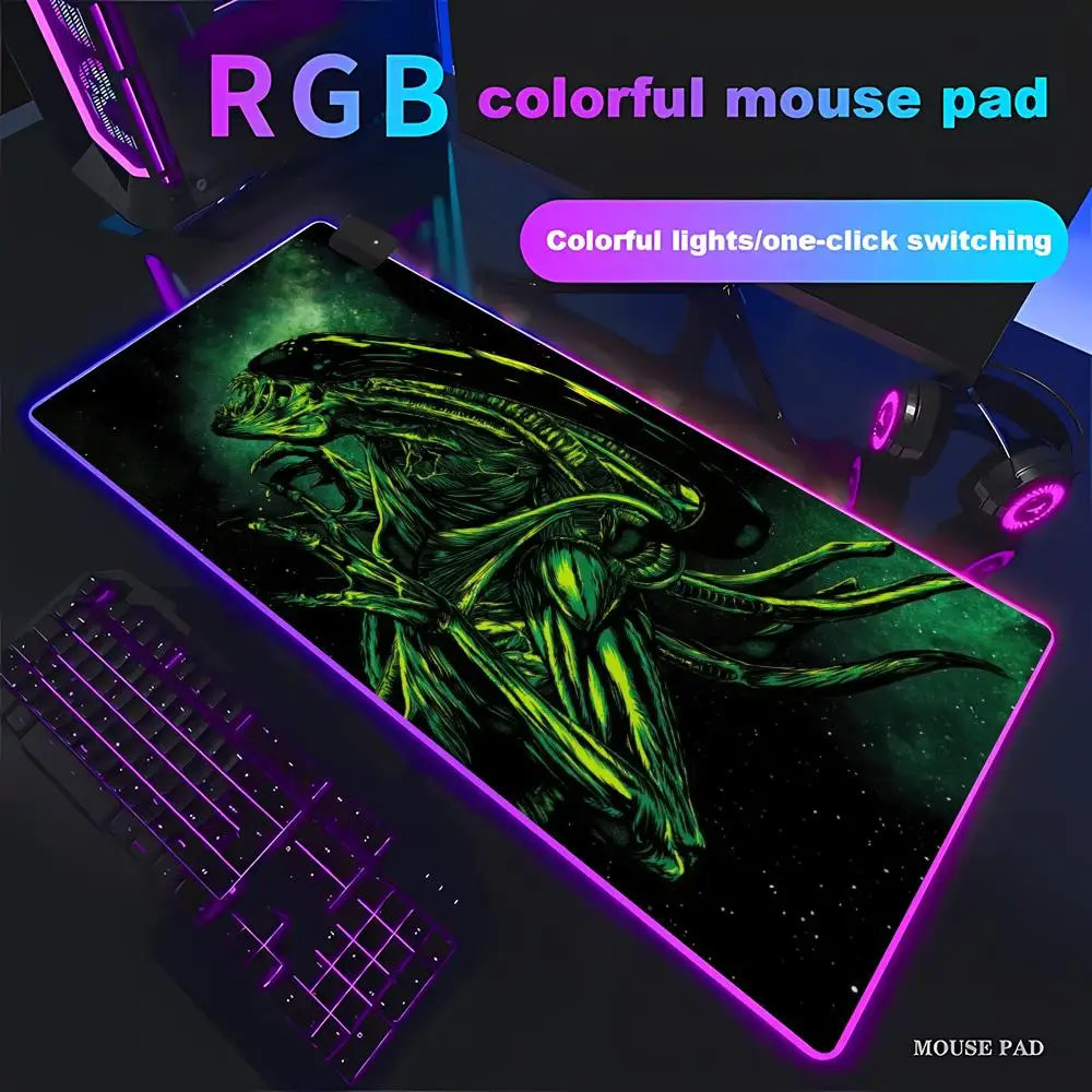

Коврик для мыши HD RGB Alien Xenomorph XXL, компьютерные аксессуары, большой коврик для клавиатуры и ноутбука, новый продукт для геймеров HYBXAXC
