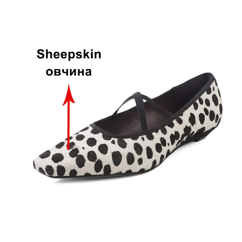 Meotina Women Genuine Leather Mary Janes Square Toe Flats Cross Strap Sheepskin Glove Shoes Ladies Fashion Shoes Spring Autumn