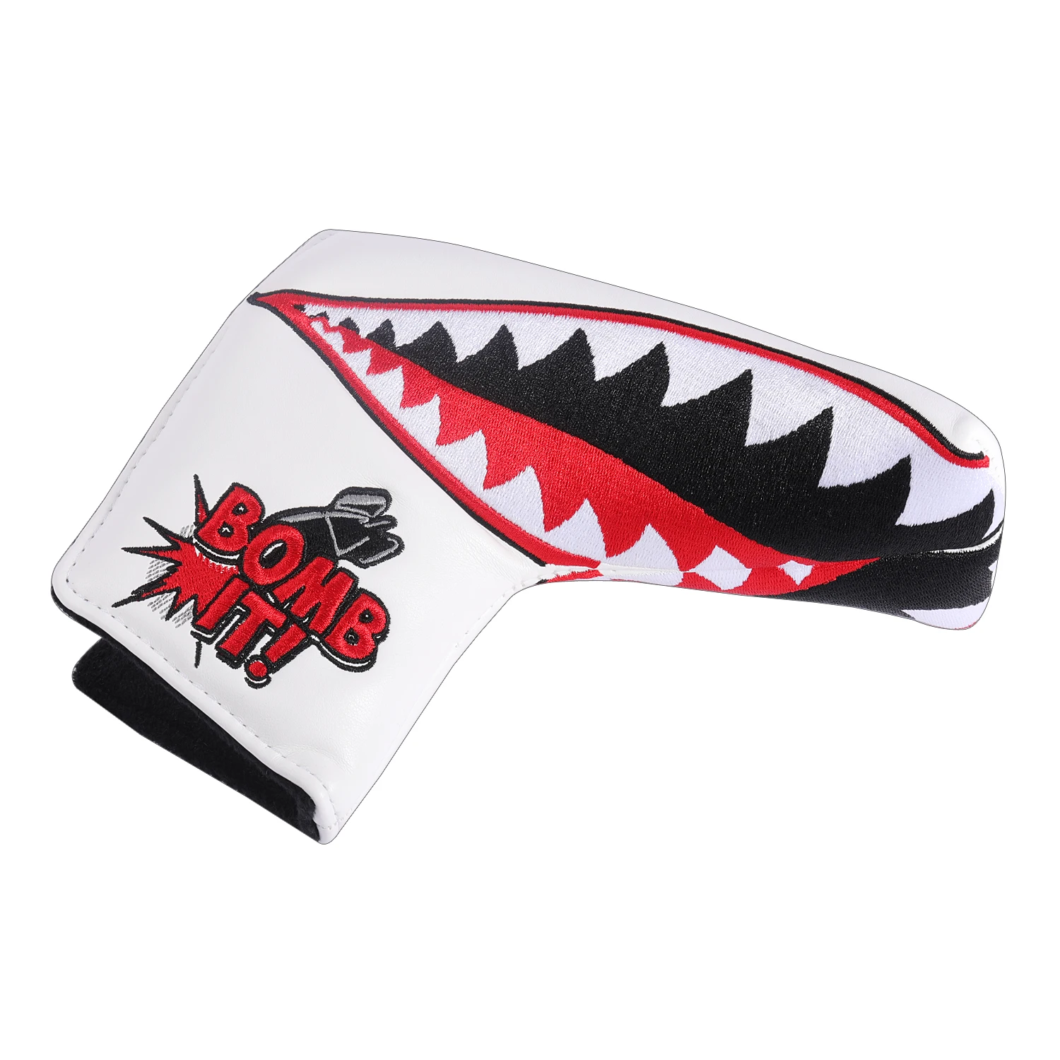 Big Shark Design PU Leather Golf Club Driver Fairway Wood Hybrid Magnetic Closure Blade Putter Covers