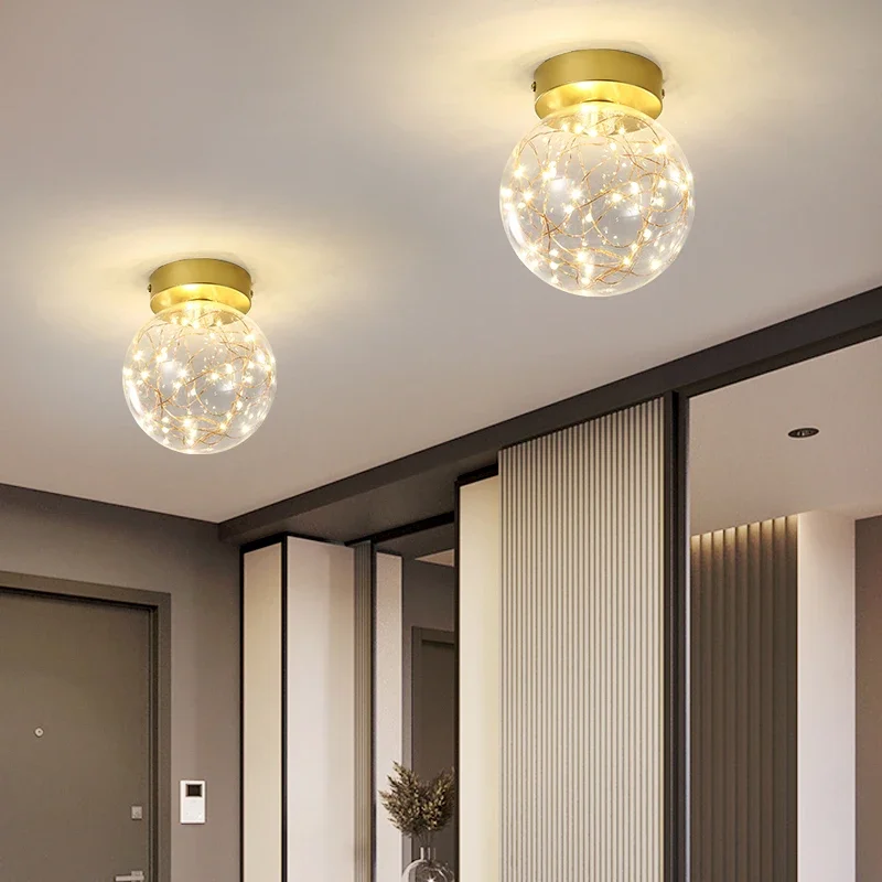 

Nordic LED Ceiling Light Glass Pendant Light Corridor Aisle Simple Modern Creative Entrance Ceiling Lamp Lamparas De Techo