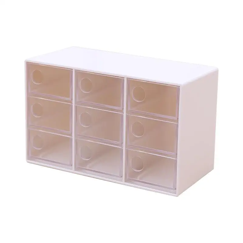 Creative Plastic Transparent Jewelry Storage Box Nine Drawers Cosmetics Korean Fashion Dustproof Sorting Box