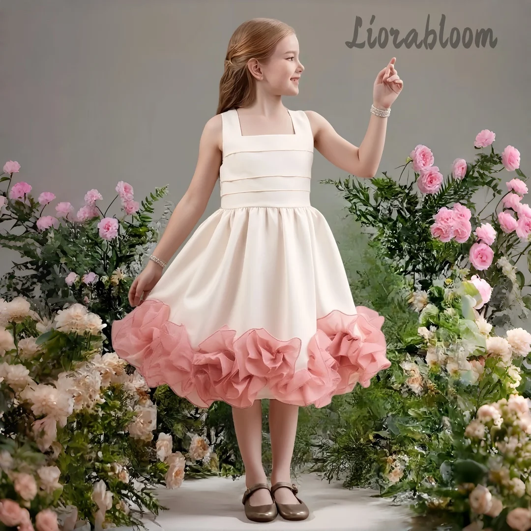 

Custom-Made Girls' Dress With Floral Hem Flower Girl Attire Formal Wear Women's Wedding Party Attire Dress свадебное платье