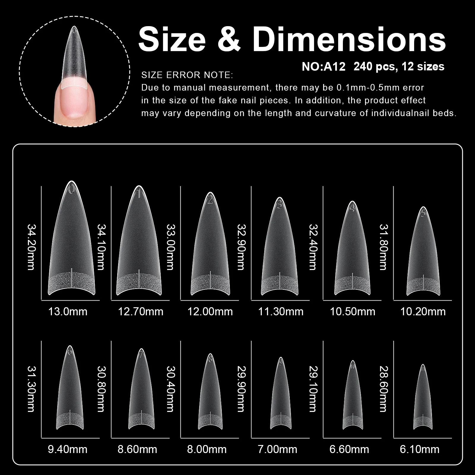 240 Stück kurze, mandelförmige Soft-Gel-X-Nagelspitzen, Full Cover Coffin Stiletto, mattierte, künstliche Nägel zum Aufkleben, DIY Salon Maniküre – Detail 23