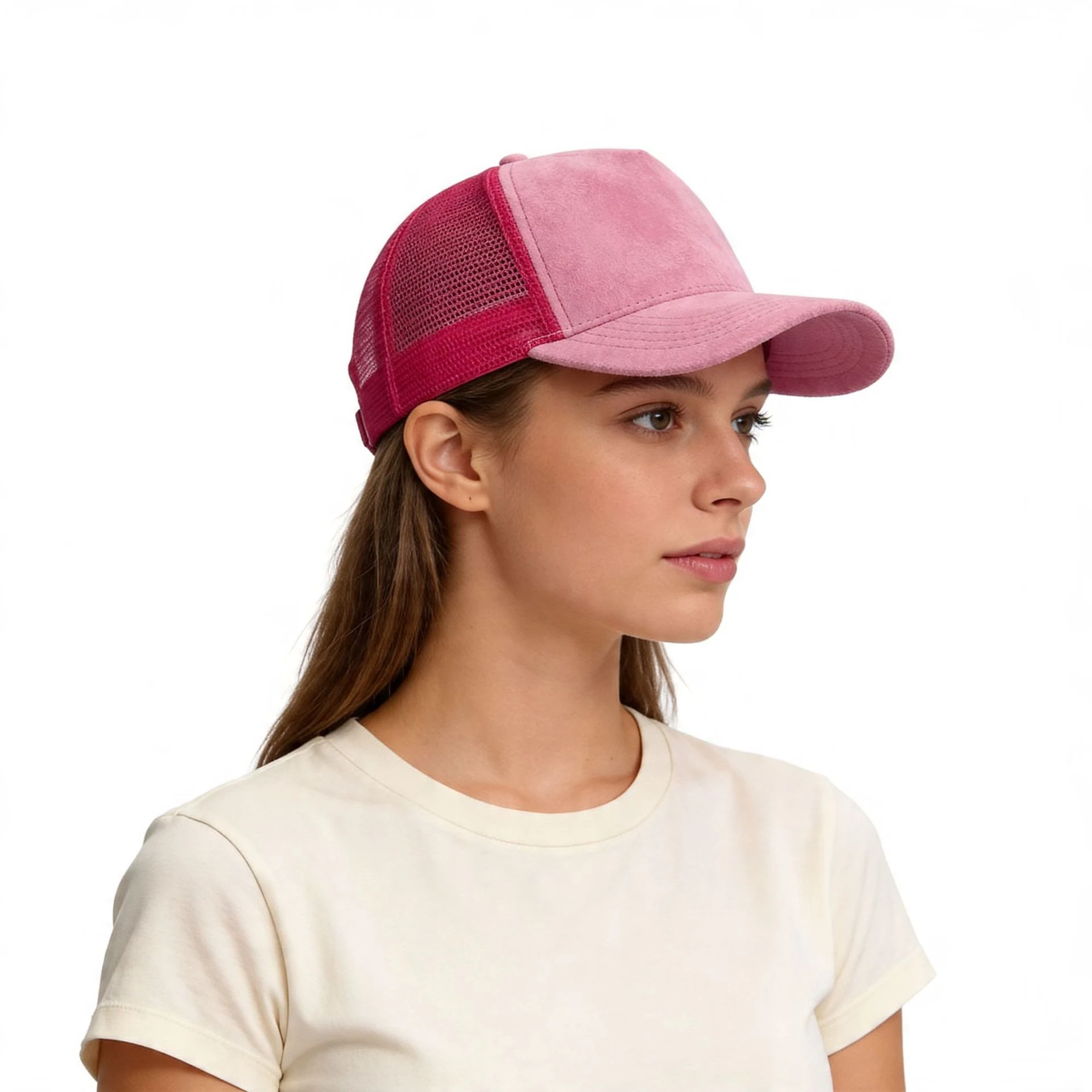Suede Baseball Caps Burned Hats Breathable Mesh Back Trucker Hats Color Blocked Outdoor Sunscreen for Men and Women