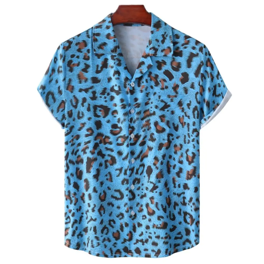 

Loose Leopard Print ort Sve irt Wide Angle Collar Thin Youth Faion Spring Summer Casual Loose Fit Printed irt
