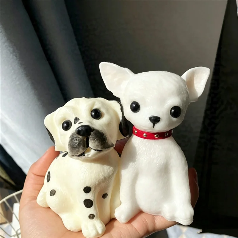 Kawaii Bull Terrier Teddy Dog Squishy Toy Fluffy TPR Squeeze Realistic Puppy Stress Relief Desk Decor Sensory Fidget Toy Gift