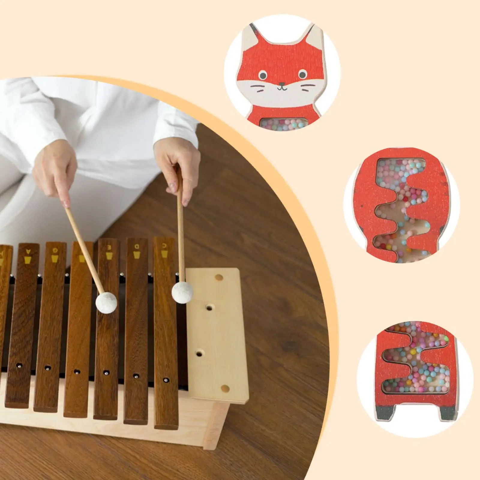 Zabawka muzyczna dla niemowląt i dzieci: deszczownica, rozwijająca koordynację wzrokowo-ruchową, instrument muzyczny, edukacyjna, z koralikami w kształcie kropli deszczu.