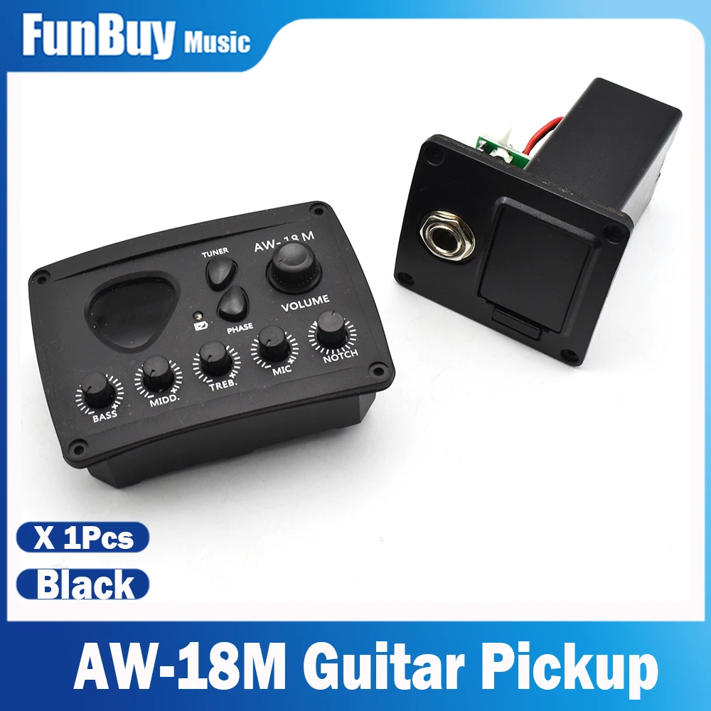 1 Pcs AW-18M Equalizador de guitarra acústica de 3 bandas com placa de microfone para guitarra folk de madeira