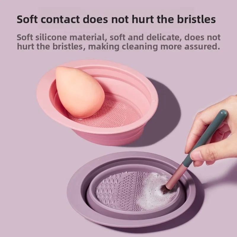 Silicone Folding Makeup Brush Cleaning Bowl Colorful Scrubber