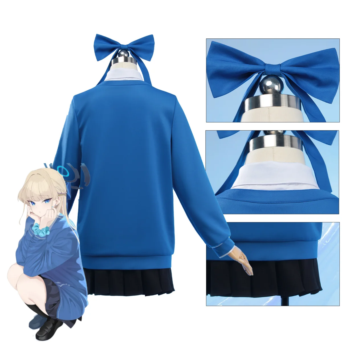 لعبة الأزرق الأرشيف Asuma Toki تأثيري حلي اليابانية JK موحدة سترة معطف تنورة امرأة جميلة عيد الميلاد كرنفال البدلة 2025