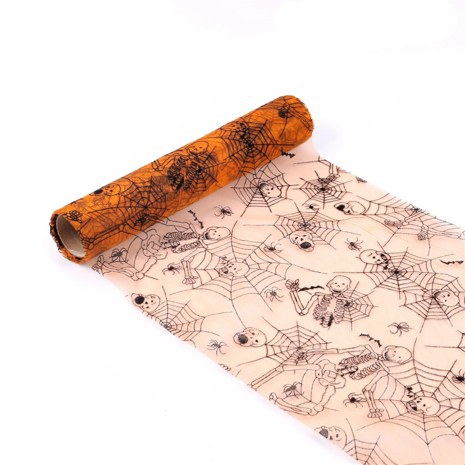 Halloween Tulle Roll Spider Web Tulle Ribbon Pumpkin Bat Print Tulle Roll For Wreath Making Halloween Decoration