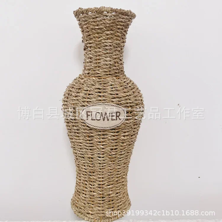 Rattan Simple Imitation Floor Vase Dried Flower Arrangement in Living Room Floor Large Resin Nordic Decoration Flower Decoration