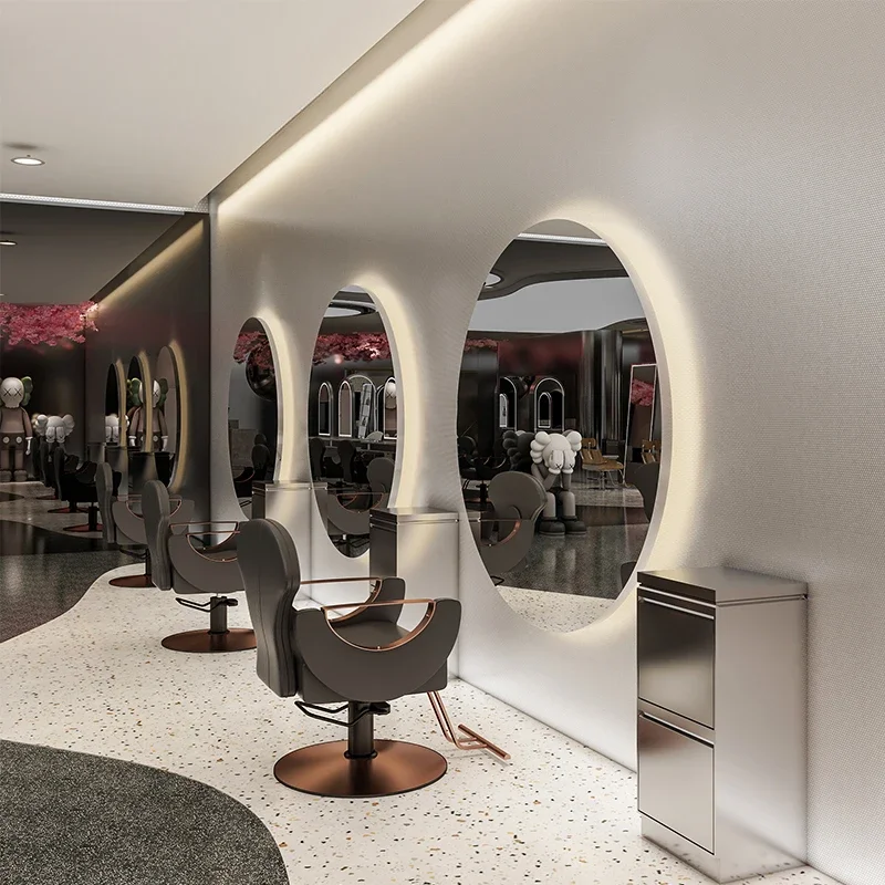 

For Wallybeauty Salon Styling Stations Beauty Makeup Led Lighting Salon Round Mirror Station