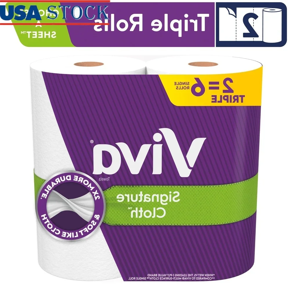 

Soft Durable Paper Towels Triple Rolls Cloth Like Cleans Kitchen Bath Hands Faces 2x Stronger Rinse Reuse Perforated FSC